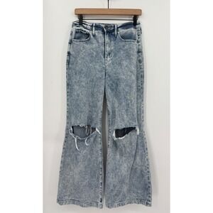 Hollister‎ Jeans Womens 26 Blue Acid Wash Ultra High Rise Wide Leg Ripped Knee